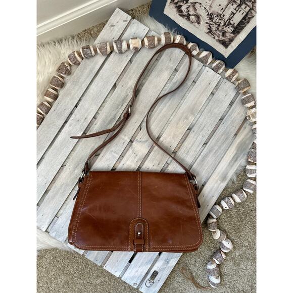 Vintage Giani Bernini Brown Leather Crossbody Purse Bag - Picture 4 of 9